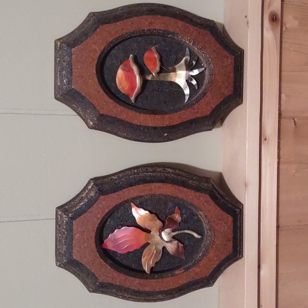Vintage 1970s Mushroom Leaf Wall decor set